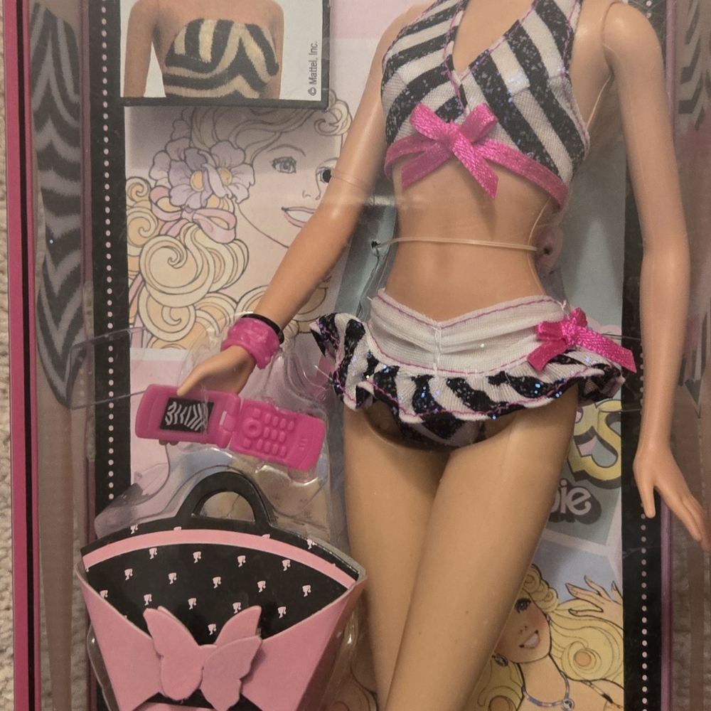 Striped Bikini Doll with Pink Accents